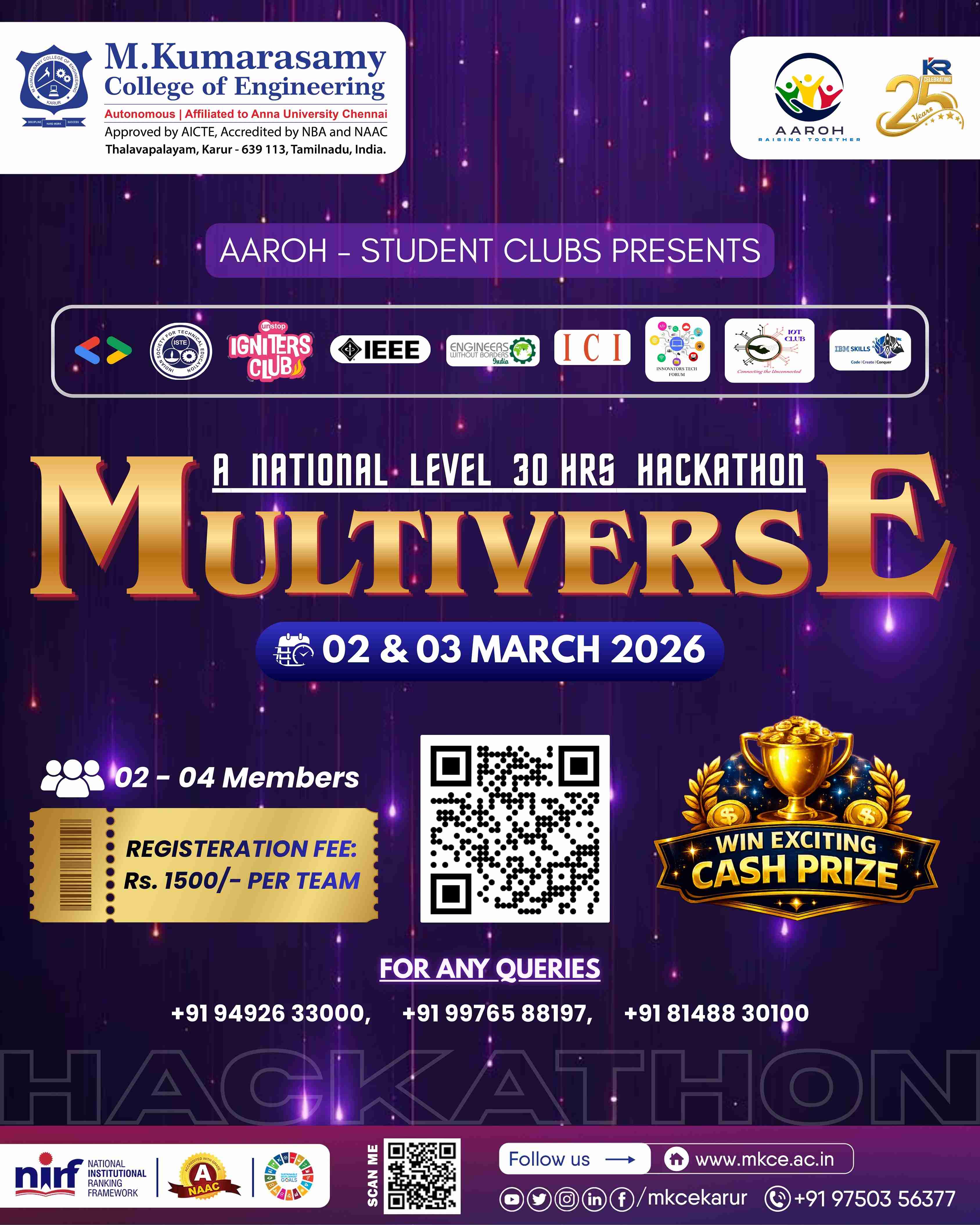 MULTIVERSE 2026: The Definitive Guide to the 30-Hour National Level Hackathon at M. Kumarasamy College of Engineering (MKCE), Karur